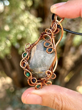 Load image into Gallery viewer, Reserved for Charlene a Garden quartz with gem stone inclusions Wire wrapped pendent necklace