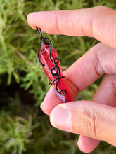 Load image into Gallery viewer, Red aura quartz with garnet gem accent mini wire wrapped pendant necklace