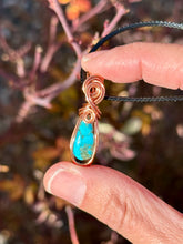 Load image into Gallery viewer, Reserved for Kimberly Mini kingman turquoise Wire wrapped pendant