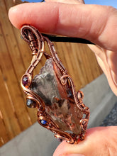 Load image into Gallery viewer, Reserved for Sarah s Super Seven with Gemstone Inclusions Wire Wrapped Pendent Necklace