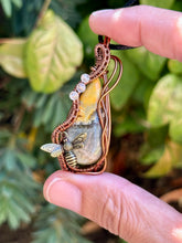 Load image into Gallery viewer, Reserved for Charlene a Bumblebee Jasper with citrine Inclusion Wire Wrapped Pendent Necklace