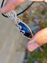 Load image into Gallery viewer, Leland obsidian with labradorite gem accents wire wrapped pendant necklace