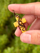 Load image into Gallery viewer, Yellow jasper cross with carnelian gem accent wire wrapped pendant necklace