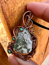 Load image into Gallery viewer, Reserved for Jenny c Green Variscite with Turquoise Gem Inclusions Wire Wrapped Pendent Necklace