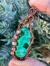 Load image into Gallery viewer, Reserved for Shelby h Malachite/Chrysocolla with gem inclusions Wire Wrapped Pendent Necklace