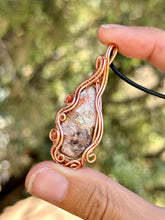 Load image into Gallery viewer, Reserved for Ann c Crazy Lace Agate with gem inclusions Wire Wrapped Pendent Necklace