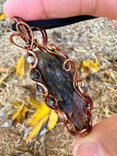 Load image into Gallery viewer, Reserved for sunny j Super 7 with Gem Inclusions Wire Wrapped Pendent Necklace