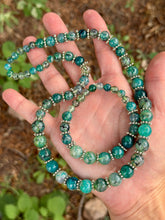 Load image into Gallery viewer, Dyed teal/green Dragon vein agate 18” necklace + 7” bracelet SET