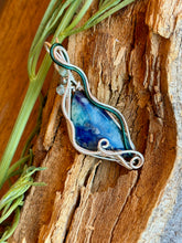 Load image into Gallery viewer, Artisan cab (johari gems) Afghanite with blue kyanite + pyrite gem accents wire wrapped pendant necklace
