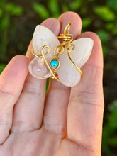 Load image into Gallery viewer, Quartz Butterfly with Turquoise Gem Accent wire wrapped pendant necklace