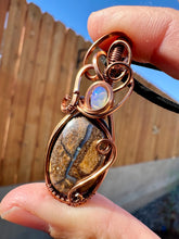 Load image into Gallery viewer, Reserved for Cassandra h Australian BoulderOpal with Ethiopian Opal gem inclusions Wire Wrapped Pendent Necklace