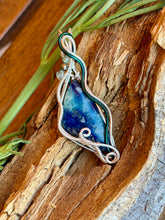 Load image into Gallery viewer, Artisan cab (johari gems) Afghanite with blue kyanite + pyrite gem accents wire wrapped pendant necklace