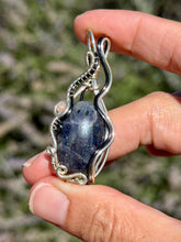 Load image into Gallery viewer, Sunstone Iolite with sunstone gem accent wire wrapped pendant necklace