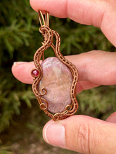 Load image into Gallery viewer, Rhodonite with raspberry jade gem accent wire wrapped pendant necklace