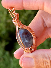 Load image into Gallery viewer, Iolite wire wrapped pendant necklace