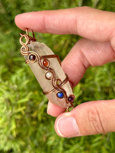Load image into Gallery viewer, Smoky citrine with chakra gem accents wire wrapped pendant necklace