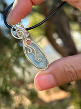 Load image into Gallery viewer, Larimar with Rhodonite gem accent wire wrapped pendant necklace