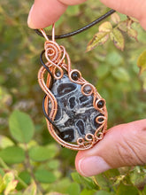 Load image into Gallery viewer, ARTISAN CAB (positive rocks) thousand eye jasper with black tourmaline + rutile quartz gem accents wire wrapped pendant necklace