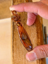 Load image into Gallery viewer, artisan cab (positive rocks) carnelian with tiger eye gem accent wire wrapped pendant necklace