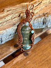 Load image into Gallery viewer, Seraphinite with green aventurine gem accent wire wrapped pendant necklace