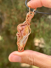 Load image into Gallery viewer, Rosetta Jasper + Rhodonite gem accents wire wrapped pendant necklace