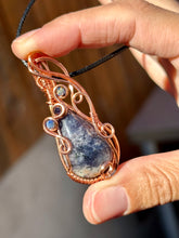 Load image into Gallery viewer, RESERVED FOR JENNIFER C Iolite with Gem Inclusions Wire wrapped pendent necklace
