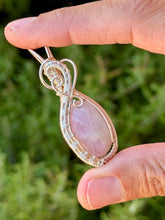 Load image into Gallery viewer, Pink kunzite wire wrapped pendant necklace