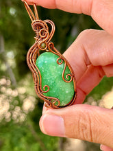 Load image into Gallery viewer, Green quartz with peridot gem accents wire wrapped pendant necklace
