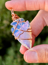 Load image into Gallery viewer, Opalite arrowhead wire wrapped pendant necklace