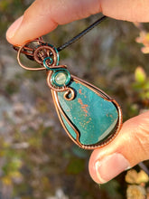Load image into Gallery viewer, Bloodstone with fluorite gem accents wire wrapped pendant necklace