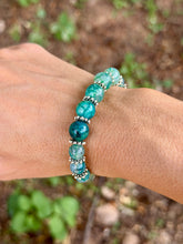 Load image into Gallery viewer, Dyed teal/green Dragon vein agate 18” necklace + 7” bracelet SET