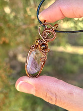 Load image into Gallery viewer, Ametrine with smoky quartz gem accent wire wrapped pendant necklace