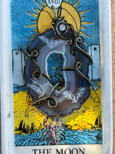 Load image into Gallery viewer, Artisan cab (Marina rabinskaya) window black agate with bats with labradorite gem accent wire wrapped pendant necklace