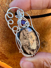 Load image into Gallery viewer, Reserved for Adrianne s Hypersthene with Garnet Gem Inclusion Wire Wrapped Pendent Necklace