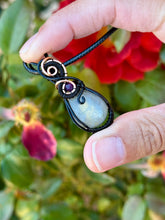 Load image into Gallery viewer, Labradorite with amethyst gem accent wire wrapped pendant necklace