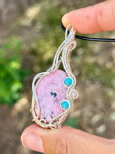 Load image into Gallery viewer, Reserved for Maria L Pink Opal with gem inclusions Wire Wrapped Pendent Necklace