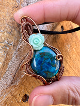 Load image into Gallery viewer, Reserved for Taylee Azurite Shattuckite Wire Wrapped Pendent Necklaces
