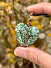 Load image into Gallery viewer, Reserved for ashley k Tree agate with peridot inclusion tree of life Wire wrapped pendant