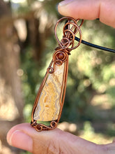 Load image into Gallery viewer, Crazy lace agate with carnelian gem accent wire wrapped pendant necklace