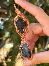 Load image into Gallery viewer, Elite shungite + Agni magnesite double decker wire wrapped pendant necklace