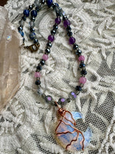 Load image into Gallery viewer, Reserved for Char l Opalite Moon Beaded Wire Wrapped Pendent Necklace