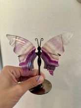 Load image into Gallery viewer, Reserved for Kathy m Rainbow Fluorite Butterfly on stand (discounted due to chip)