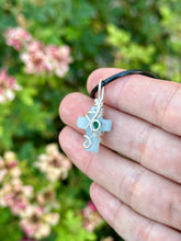 Load image into Gallery viewer, Reserved for Kristin z Aquamarine with Malachite inclusion Wire wrapped pendent necklace