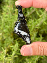 Load image into Gallery viewer, Buffalo turquoise with labradorite gem accent wire wrapped pendant necklace