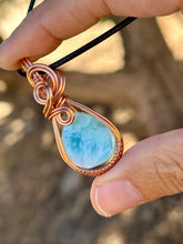 Load image into Gallery viewer, Reserved for amy j Larimar Wire wrapped pendent necklace