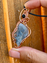 Load image into Gallery viewer, RESERVED • Nahara’s Veil •Desert Druzy Chalcedony with onyx gem inclusions wire wrapped pendant talisman necklace