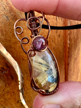 Load image into Gallery viewer, Reserved for jazmin Golden Rutile quartz with Super 7 Inclusions Wire Wrapped Pendent necklace