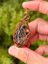 Load image into Gallery viewer, Flower Obsidian with hematite gem accent wire wrapped pendant necklace