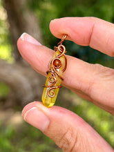 Load image into Gallery viewer, Yellow aura quartz with orange garnet gem accent mini pendant