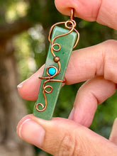 Load image into Gallery viewer, Green aventurine with turquoise gem accent mini pendant